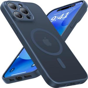 Faiono Magnetic for iPhone 15 Pro Max Case [Full Camera Protection][Military-Grade Protection][Compatible with MagSafe] Shockproof Protective Slim Phone Case for iPhone 15 Pro Max, Midnight Blue