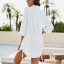 Blooming Jelly Womens Bathing Suit Cover Ups Bikini Swimsuit Coverup Drawstring Button Down Beach Dress Shirt
(Small, White)