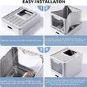 Enclosed Cat Litter Box with Lid Top Exit Covered Metal Stainless Steel Litter Box Leak Proof & Odorless Easy to Clean Including Cat Litter Scoop and Litter Mat
