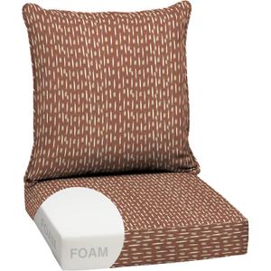 Arden Outdoor Foam Deep Seat Cushion Set, 24 in x 24 in, Weather-Proof, Rain-Proof, Fade Resistant Patio Cushion, Bottom and Back Cushion for Chair, Sofa, and Couch Rust Red Brushed Texture, 1 Pack