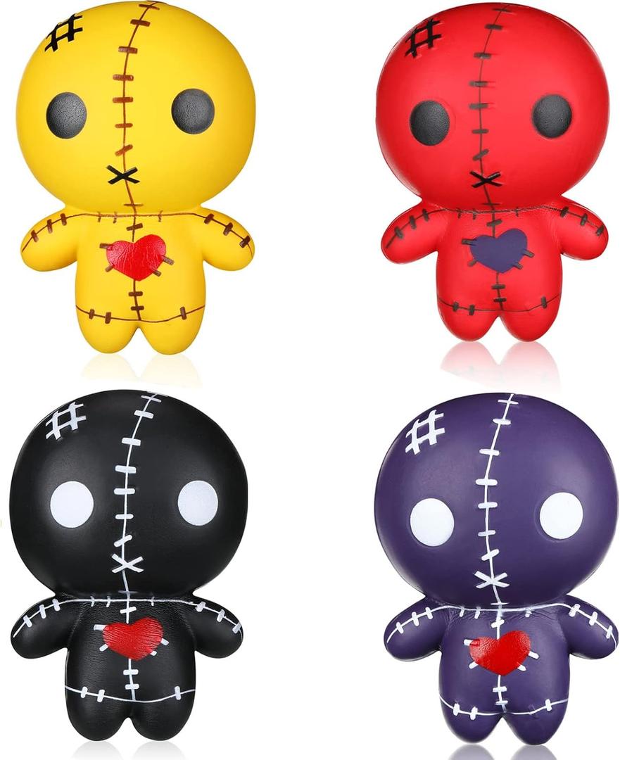 4 Pcs Voodoo Dolls Ghost Creepy Doll Stress Relief Toy Slow Rising Spooky Gifts for Halloween Birthday Christmas Party Gift Supplies Decoration