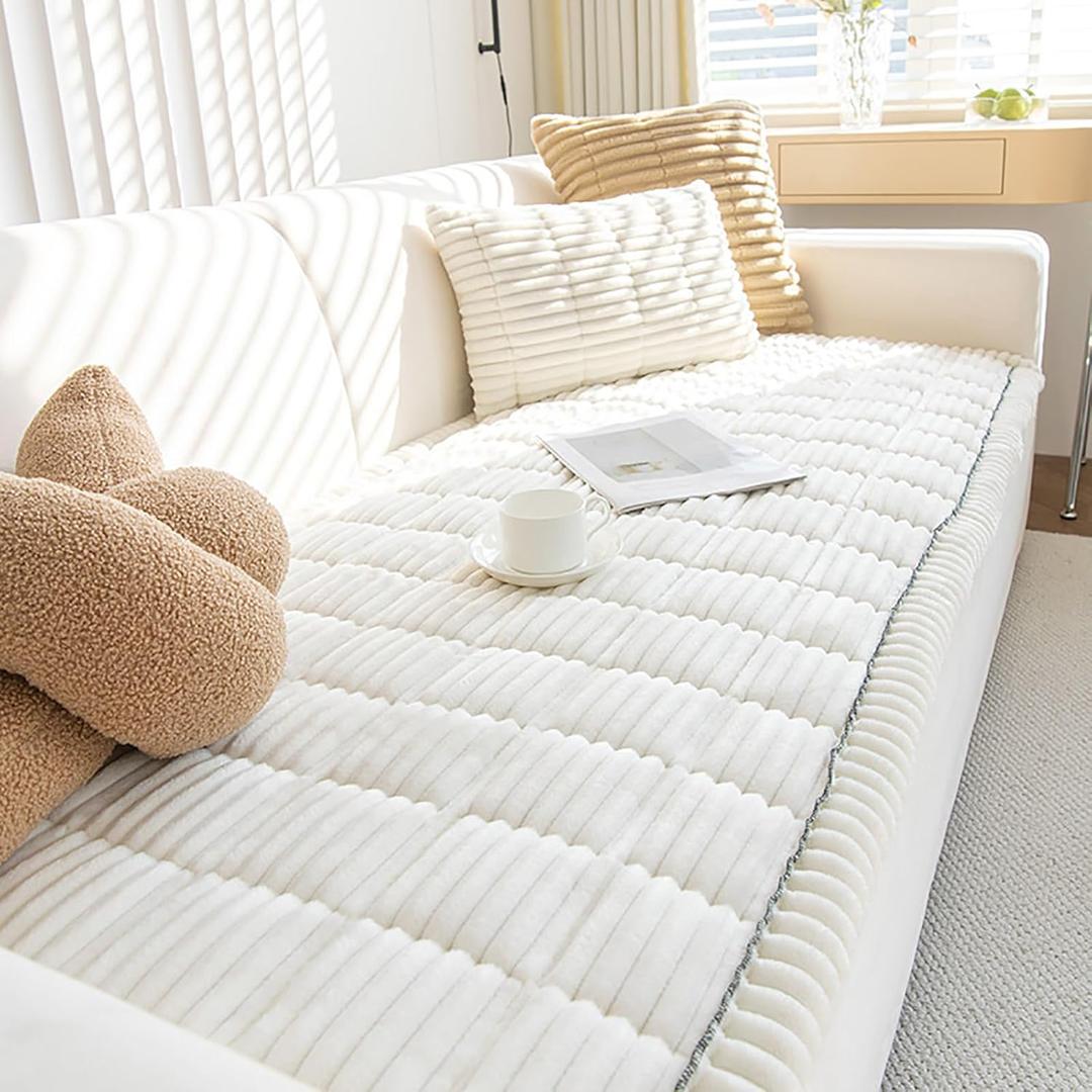 ZQFFB Pet Couch Cover Dogs Washable Non-Slip Couch Protector Pet Friendly Dog Mat for Couches and Sofas (27.6x59.06, White)