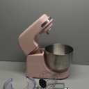 Hamilton Beach Electric Stand Mixer, 4 Quarts, Dough Hook, Flat Beater Attachments, Splash Guard 7 Speeds with Whisk, Rose