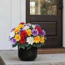 VIERENA 8 Bundles Artificial Dahlia Flowers for Outdoors Spring Summer Decor, No Fade Silk Flower Faux Dahlias Plant Arrangement for Home Garden Balcony FarmhouseMixed Color