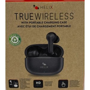 Helix True Wireless Earbuds With Portable Charging Case Black V1-1123 