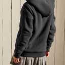 Yeokou Women's Casual Full Zip Up Sherpa Lined Hoodie Sweatshirt Jacket Coat (Gray, L)
