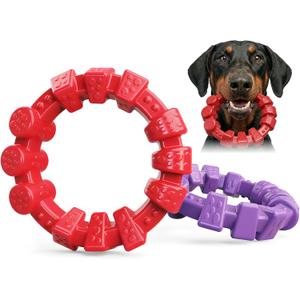 BoYoYo 2 Pack Dog Toys for Aggressive Chewers, Indestructible Dog Toys for Large Breed, Durable Chew Toy for Dogs to Keep Them Busy, Ring Toy for Trainging & Cleaning Teeth, Bacon Flavored