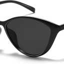 Oversized Cat Eye Polarized Sunglasses for Women, Trendy Sunnies UV400 Protection (Black)