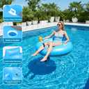 Motorized Pool Float with Canopy, Rechargeable Motorized Floats with Cup Holder Dual Motor Heavy Duty Electric Lounger Raft for Adults, Pool, Lake & Party