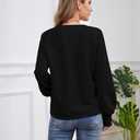 Womens Tops Dressy Casual Long Sleeve Shirts Loose V Neck Business Work Tunic Blouses (Black, XL)