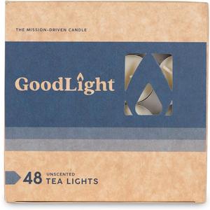GoodLight Unscented Vegan and Paraffin-Free Tea Light Candles (48 Candles)