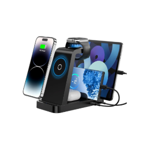 Wireless Charger for iPhone - 5 in 1 Charging Station for Multiple Devices Apple: Fast Wireless Charging Stand Dock for iPhone 17 16e 16 15 14 13 12 Pro Max Apple Watch Airpods
