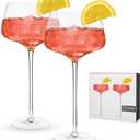 Viski Angled Stemmed Cocktail glasses, Perfect for Amero Spritz, Aperol Spritz, Americano, and Tonic, Premium Crystal drinking glasses, Long Stem Cocktail glass, set of 2, 16oz