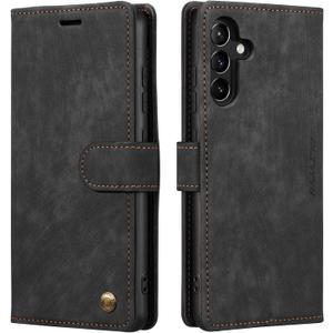 QLTYPRI Case for Samsung Galaxy A14 5G, Premium Flip Folio PU Leather Wallet Case with Magnetic Closure Card Holder Kickstand Shockproof Protective Phone Cover for Samsung Galaxy A14 5G - Black