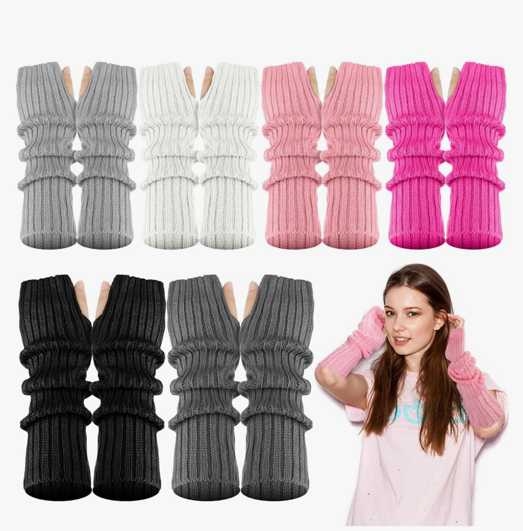 Berlune 5 Pairs Arm Kawaii Warmers Sleeves Cute Y2k Harajuku Japanese Style for Women Girls Lolita Costume School, 5 Colors