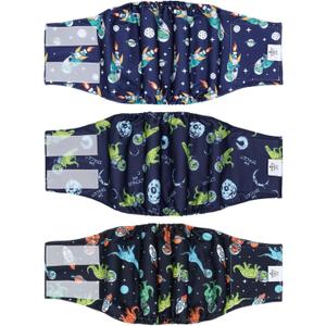 CuteBone Dog Diapers Male Belly Bands 3 Pack for Male Dogs Reusable Puppy Wraps, M