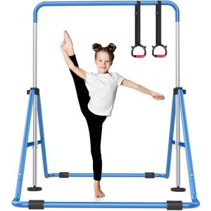 Foldable Gymnastics Bar, 5-Height Adjustable Gymnastic Bars for Kids at Home,Robust & Stable for Indoor/Outdoor Using,Weight Limit 140LBS