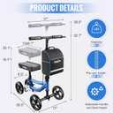 Aojin Knee Scooter for Adults for FootInjuries, 300lbs Capacity, All Terrain Foldable Knee Scooter Walker with Bag, 13" Wide Pu Seat, Compact Crutches Alternative (Blue)