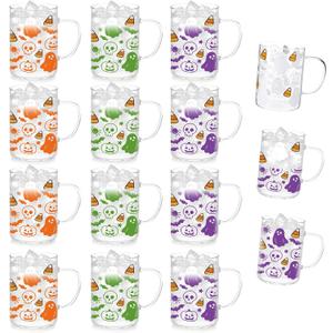 12 Pcs Halloween Ghost Coffee Mugs Halloween Gifts for Women Men Color Changing Horror Ghost Coffee Cups Glass Spooky Mugs Party Decor Novelty Gift for Birthday 16 oz