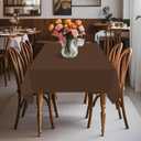 54IN X 320FT Plastic Table Cover Roll with Cutter Box, Cut to Size Plastic Table Cloths for Parties, Birthday, Disposable Tablecloth Roll for All Shape Tables (Brown, 54 Inch X 320 Feet)