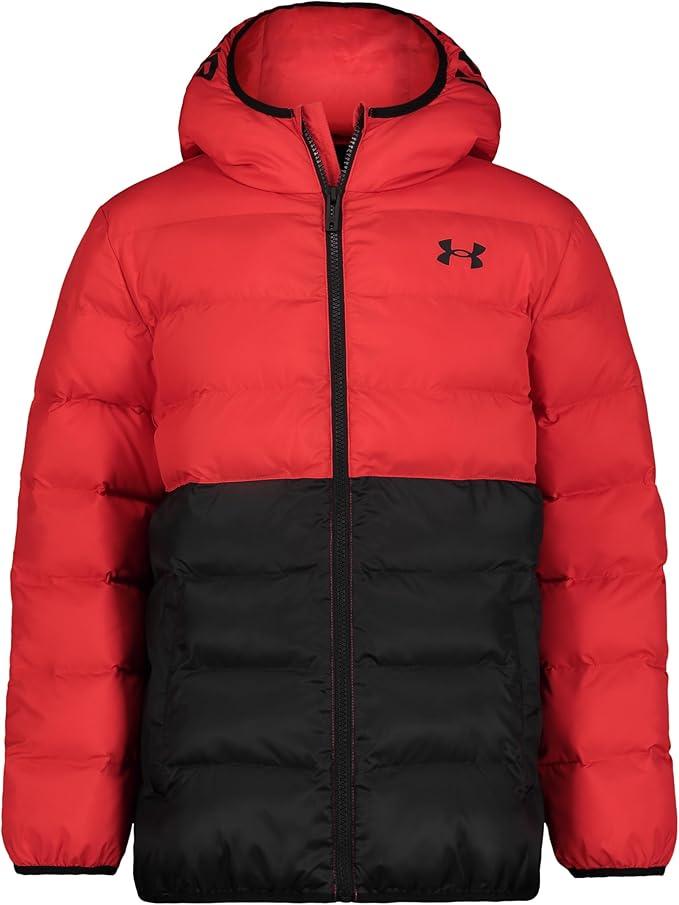 Under Armour boys Pronto Colorblock Puffer Jacket, Mid-weight, Zip Up Closure, Repels Water (Small)