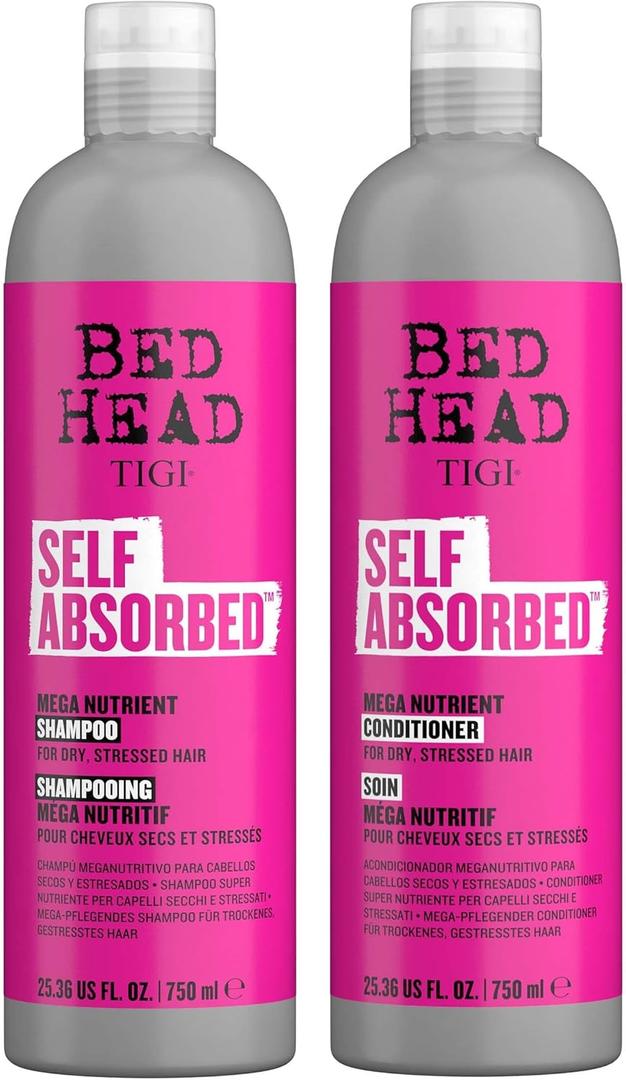 TIGI Bed Head by Shampoo and Conditioner For Dry Hair Self Absorbed Nourishing Hair Care to Visibly Repair Hair and Strengthen it From Within 25.36 Fl Oz (Pack of 2)