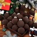12 Pcs Velvet Christmas Balls Flocked Christmas Tree Hanging Ornaments Shatterproof Plastic Hanging Balls Decorations for Xmas Tree Party Home Holiday Decor (Brown, 3.15 inch)