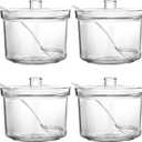 4 Pieces Sugar Bowl Plastic Clear Sugar Bowl with Lid and Salt Spoon Storage Jar with Airtight Lid for Salt, Tea, Spices, Herbs, Condiments（7.1oz）