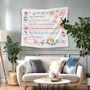 WAITPI Christian Inspirational Hanging Wall Tapestry for Girls Classroom Bedroom, Floral Bible Verse Wall Tapestries, Cute Motivational Scripture Wall Hanging for Dorm Living Room Decor 50x60 inches