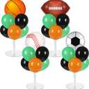 4 Sets Sports Party Balloons Stand Kit with Basketball Football Baseball Foil Balloons Sports Theme Party Balloon Centerpiece for Christmas Winter Tables Game Themed Birthday Baby Shower Decorations