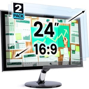 VINTEZ 24 inch Blue Light Blocking Screen Protector Panel for 16:9 Widescreen Computer Monitor and Laptop - PC Anti-UV Eye Protection Filter Film - Anti-Scratch Diagonal Frame Shield [2 Pack]
