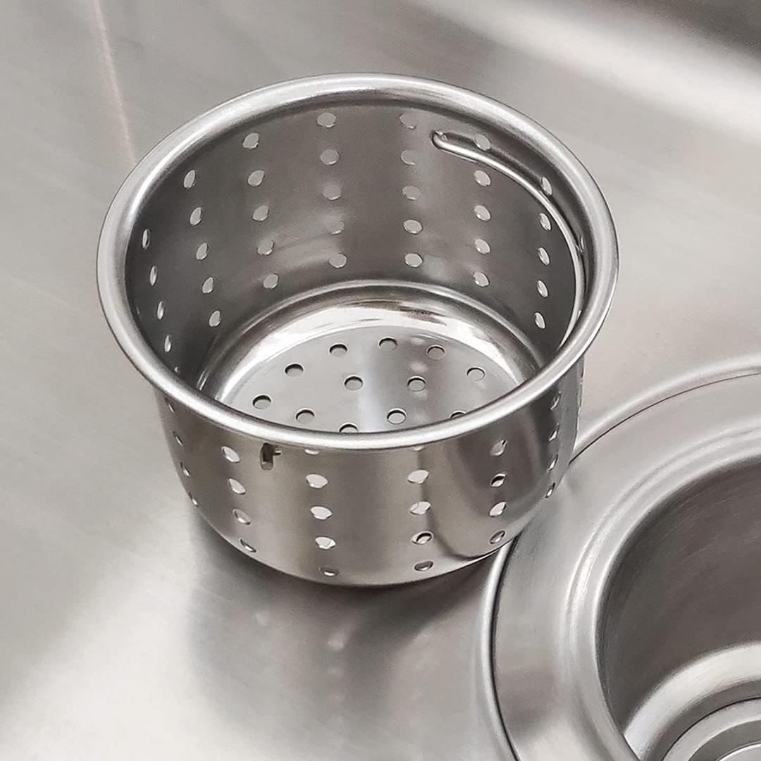 Kitchen Sink Drain Basket Only, 3-inch Basket for Kitchen Sink Strainer Replacement, Deep Cup with Handle, SUS 304 Stainless Steel