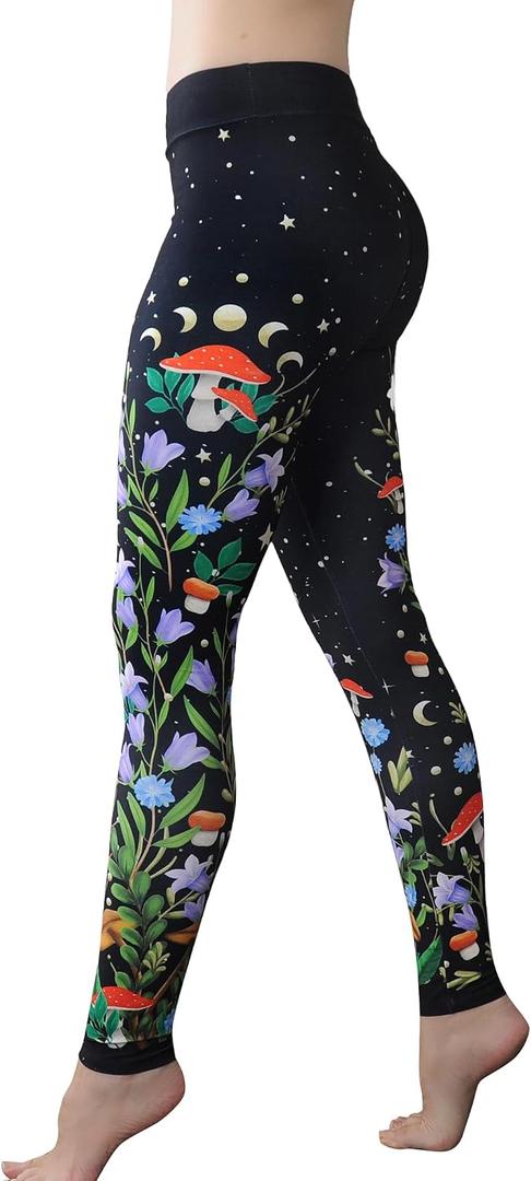 Comfy Yoga Boho Printed Leggings for Women | High Waist Soft Stretchy Lightweight Casual Leggings | Unique Artistic Designs (Black, S)