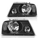 DWVO Headlight Assembly Compatible with Ford F150 Pickup 2004-2008 / Lincoln Mark LT 06-08 Clear Reflector Passenger and Driver side Black Housing Clear Lens Clear Reflector