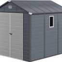 DWVO 8x9FT Outdoor Storage Shed w/o Floor, All-Weather Plastic Shed with Lockable Doors, Window & Vents, Plastic Tool Shed for Backyard, Patio, Poolside, Lawn, Gray