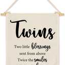 Twins Room Wall Dcor, Two Little Blessings Hanging Pennant Flag, Twins Baby Essentials, Birthday Christmas Gift for Baby Kids Boys and Girls, Hanging Pennant Flag for Bedroom Playroom Nursery