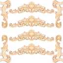 8 Pcs Wood Appliques Decorative and Onlays for Furniture Carved Onlays DIY Decorative Long Wood Carving Appliques for Door Decor, 2 Sizes