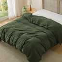 Bedsure Olive Green Duvet Cover Queen Size Only - Prewashed Cotton-Like Polyester Soft All Season Bedding, Includes 1 Duvet Cover 90x90 Inches with Zipper Closure, (No Comforter)