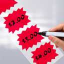 Price Tags Stickers Red 4 x 3 Inches Self-Adhesive Large Sale Sticker Starburst Signs Removable Waterproof Labels for Retail Store Market Business 500 PCS