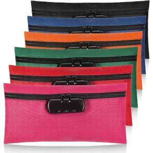 LEIFIDE 6 Pcs Money Bag with Lock and Zipper 11 x 5.5 Inches Lockable Storage Bag Cash Accessories Pouch for Storing Coins Checks Documents(Colorful)