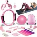 Thigh Master 18Pcs Pilates Equipment Set for Women Leg Pelvic Floor Training | Pilates Kit with Pilates Ring, Mini Yoga Ball, 5 Resistance Bands, Massage Ball, Yoga Socks & Portable Storage Bag | Pilates Kit with Pilates Ring, Mini Yoga Ball, 5 Resistance Bands, Massage Ball, Yoga Socks & Portable Storage Bag