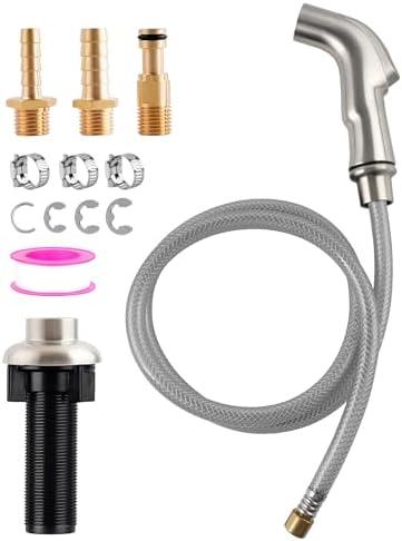 Hygie Rinse Universal Kitchen Sink Faucet Sprayer Head Attachment Compatible with Moen Faucet Sprayer Replacement, Kitchen Sink Side Sprayer with Grey Hose/Holder, Brushed Nickel