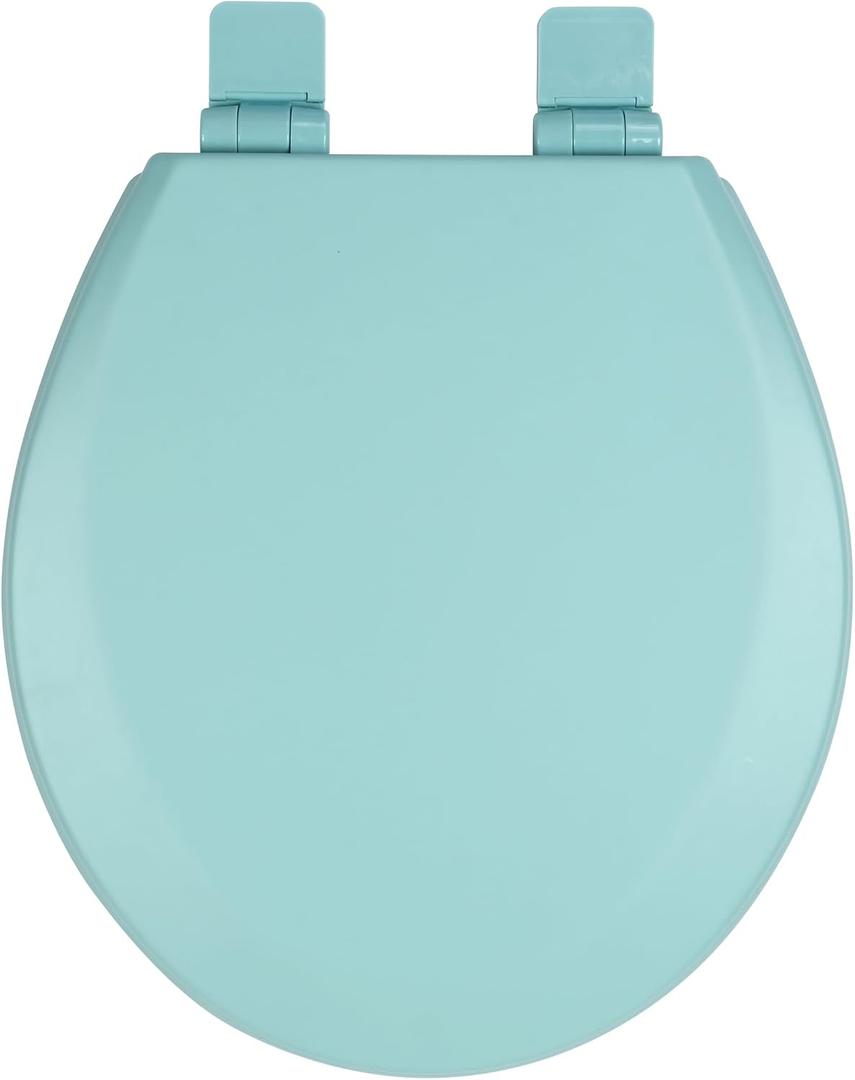 Toilet Seat, Slow Close, Soft Touch, Ultra-Smooth Matte Finish (No Orange-Peel Texture), Premium Molded Wood, Quick Release, PIKLiDS (Light Turquoise, Round)