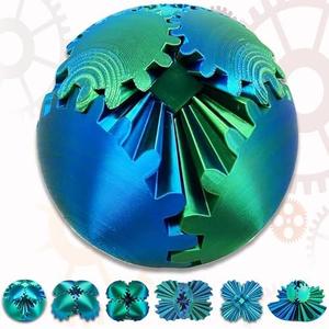 SET OF 2, BKstar 4-inch 3D Printed Gear Ball Fidget Toy Cube, Spin Ball, Gear Sphere, Sphere Desk Toy, Cool Toys for Kids and Adults, Fidget Toy for Stress and Anxiety Relief