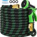 100ft Flexible Garden Hose, Lightweight Water Hose, NON-EXPANDABLE Garden Hose with 10 Function Sprayer Nozzle, Kink-Free Triple-Layer Composite Watering Hose for Yard, Lawn, Outdoor and Car Washing