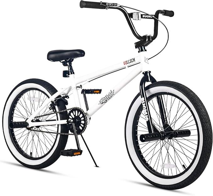 Vollsch Freestyle BMX Bikes 20 Inch Kids Bicycle for 8-15 Years Old Teens, Boys, Girls, Beginner-Lever Riders, White