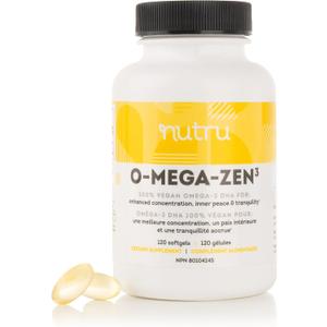 2 x Nutru O-Mega-Zen3 Vegan Omega 3 DHA Supplement - 400 mg DHA Essential Fatty Acids - Carrageenan Free - Premium Algal Based Fish Oil Alternative Supplement - 120 Softgels BBD 11/2026