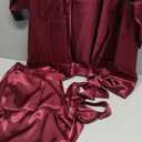 SWOMOG Men's Satin Robe with Pants Set Silky Kimono Bathrobe Lightweight Soft Sleepwear Loungewear (X-Large, Dark Red)