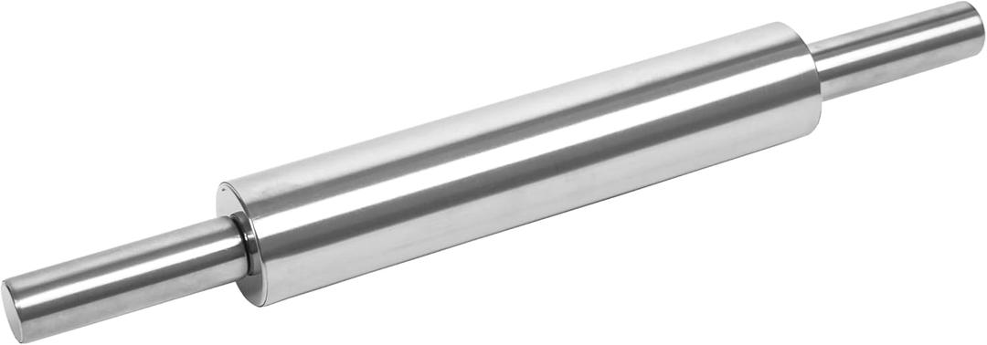 17-Inch Stainless Steel Rolling Pin for Baking - Heavy Duty Metal Dough Roller with Non-Slip Handles for Pizza, Chapati, Cookies & Pastry - Dishwasher Safe