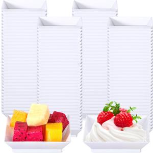 200 Pieces Mini Square Dessert Plates 2.5 x 2.5 Inch Disposable Appetizer Plates Small Clear Plastic Dish for Dessert Salad Appetizer Sauces Tastings Cake Wedding Party Serving (White)